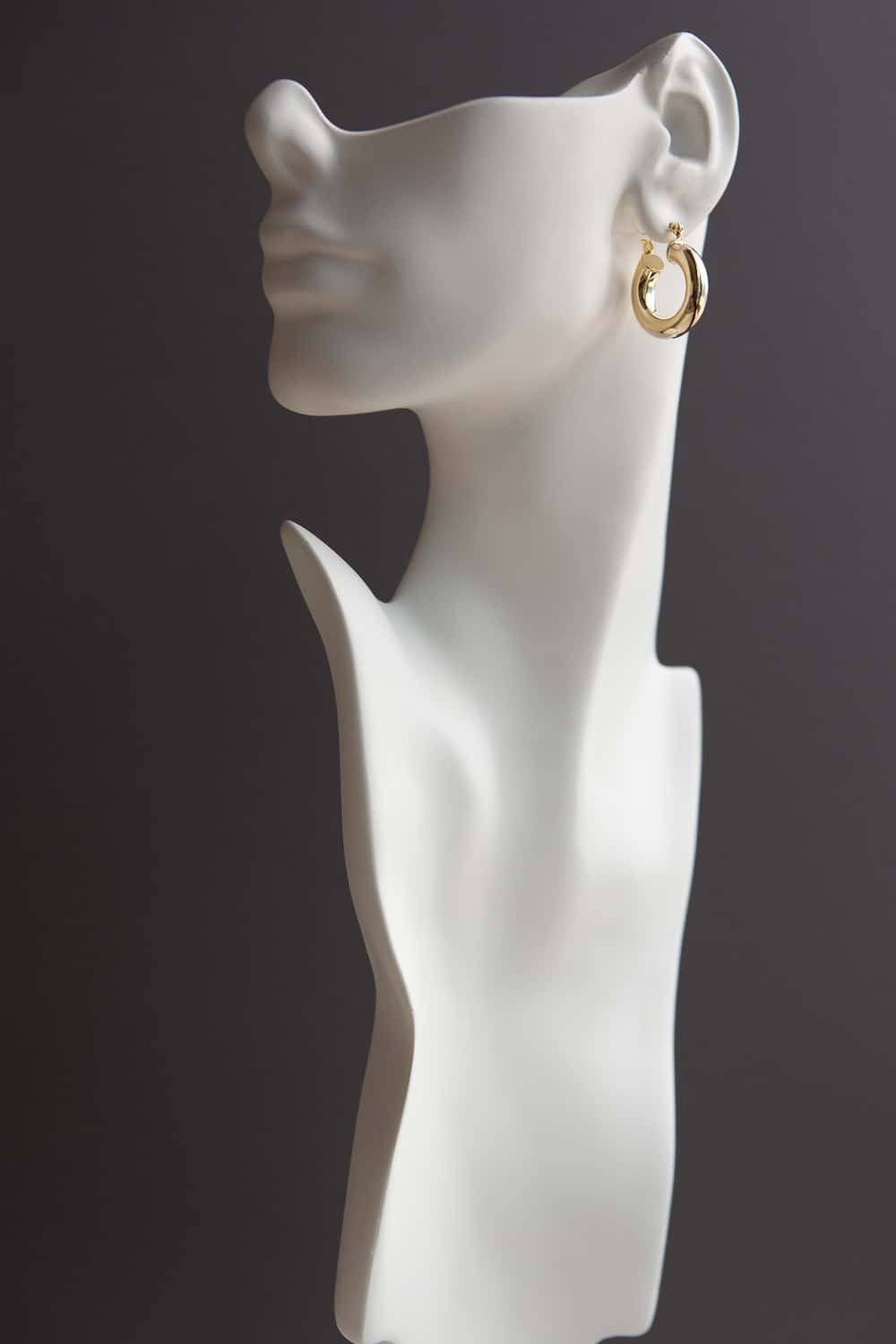 Lightweight Gold Chunky Tube Hoop Earrings - Wynter Bloom