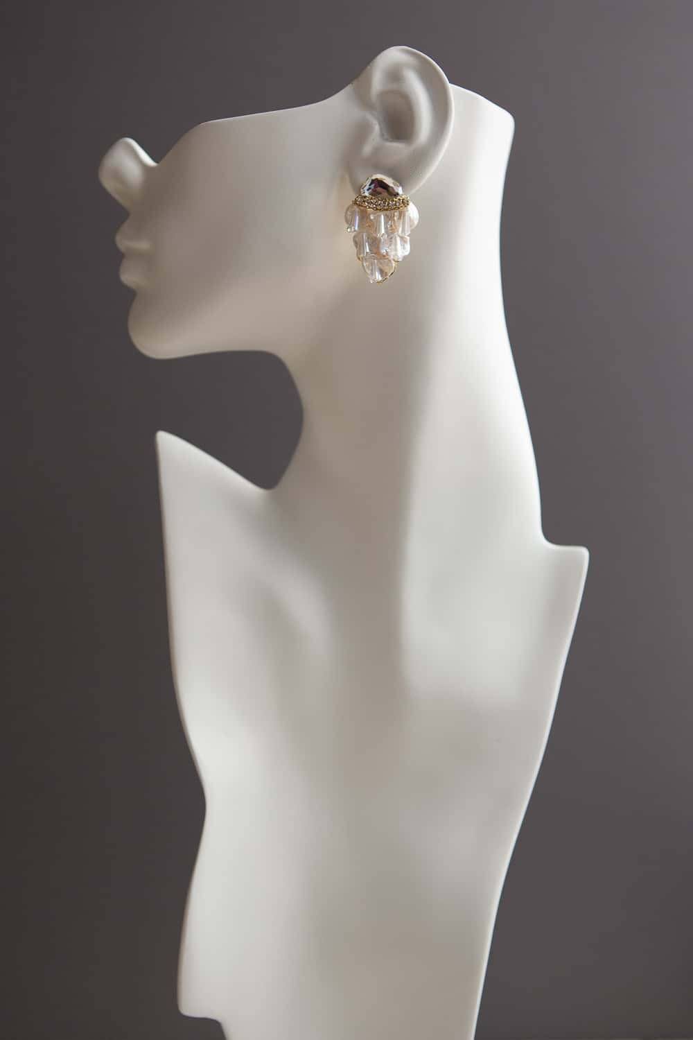 Irregular Shaped Pearl Crystal Cluster Stud Earrings - Wynter Bloom