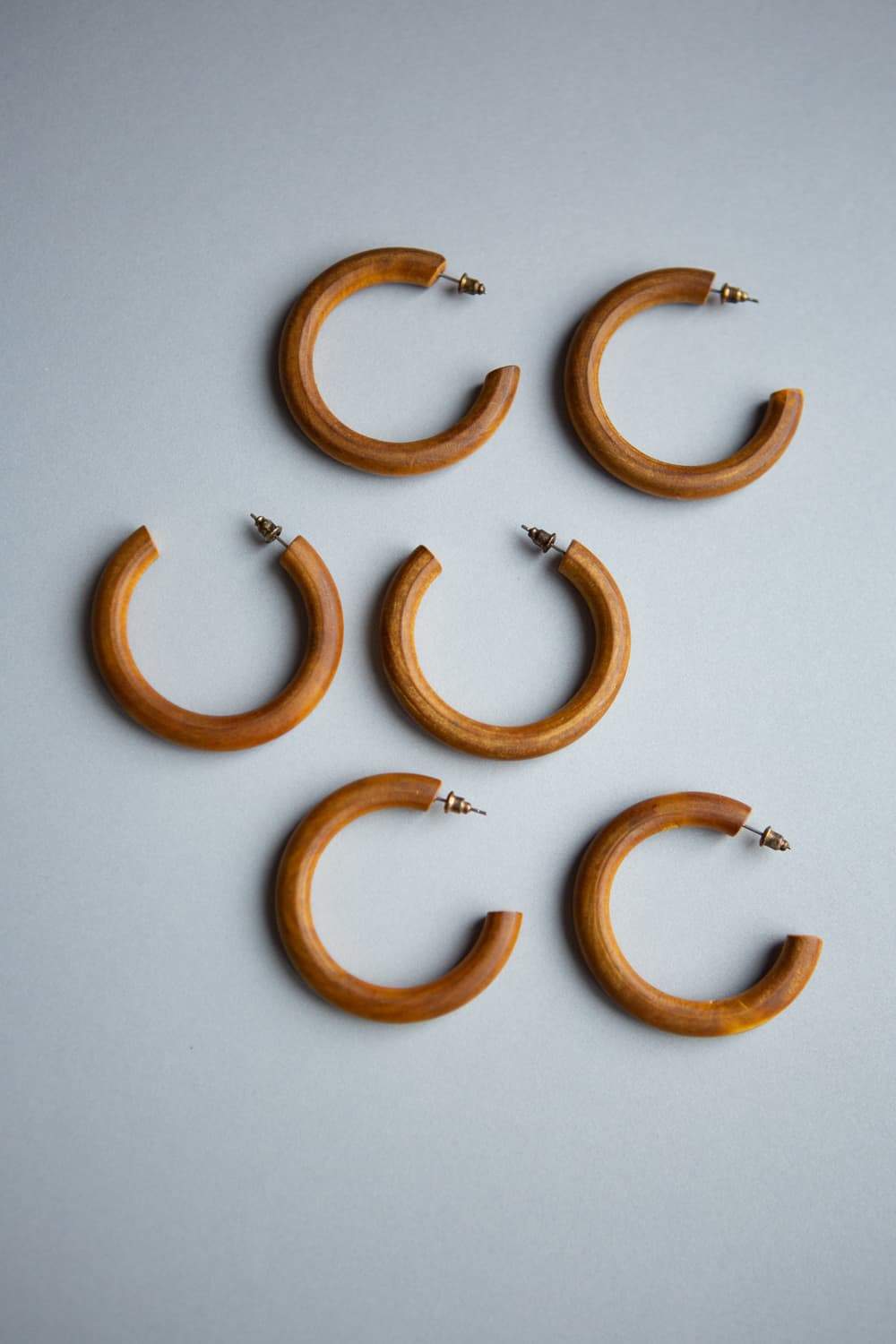 Brown Stained Wood Hoop Earrings - Wynter Bloom
