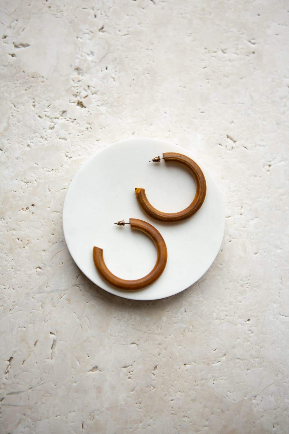 Brown Stained Wood Hoop Earrings - Wynter Bloom