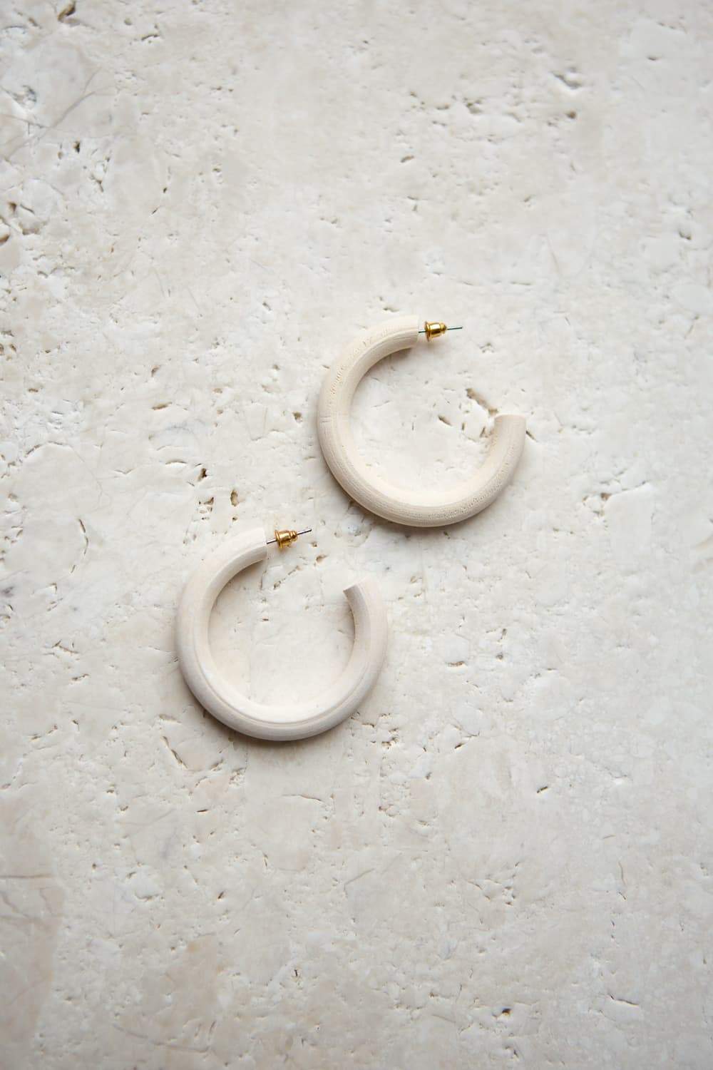 White Wood Hoop Earrings - Wynter Bloom