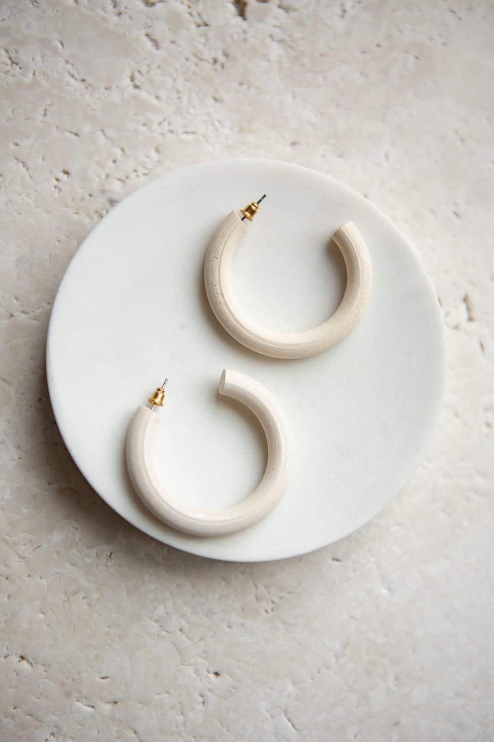 White Wood Hoop Earrings - Wynter Bloom