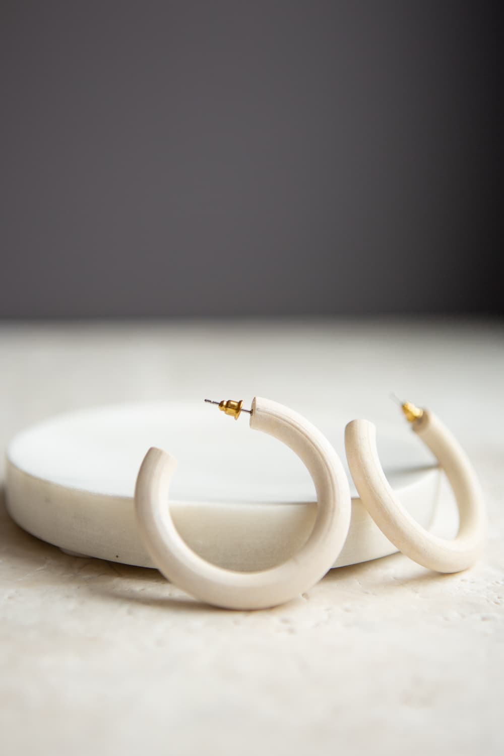 White Wood Hoop Earrings - Wynter Bloom