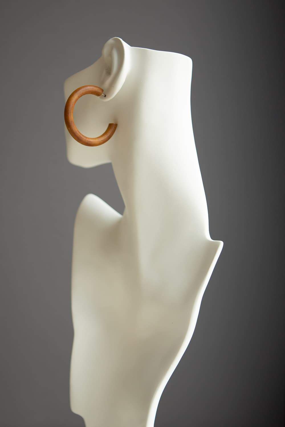 Brown Stained Wood Hoop Earrings - Wynter Bloom