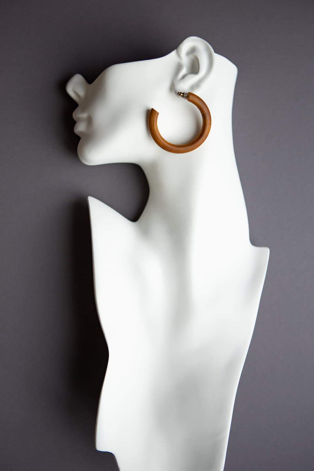 Brown Stained Wood Hoop Earrings - Wynter Bloom