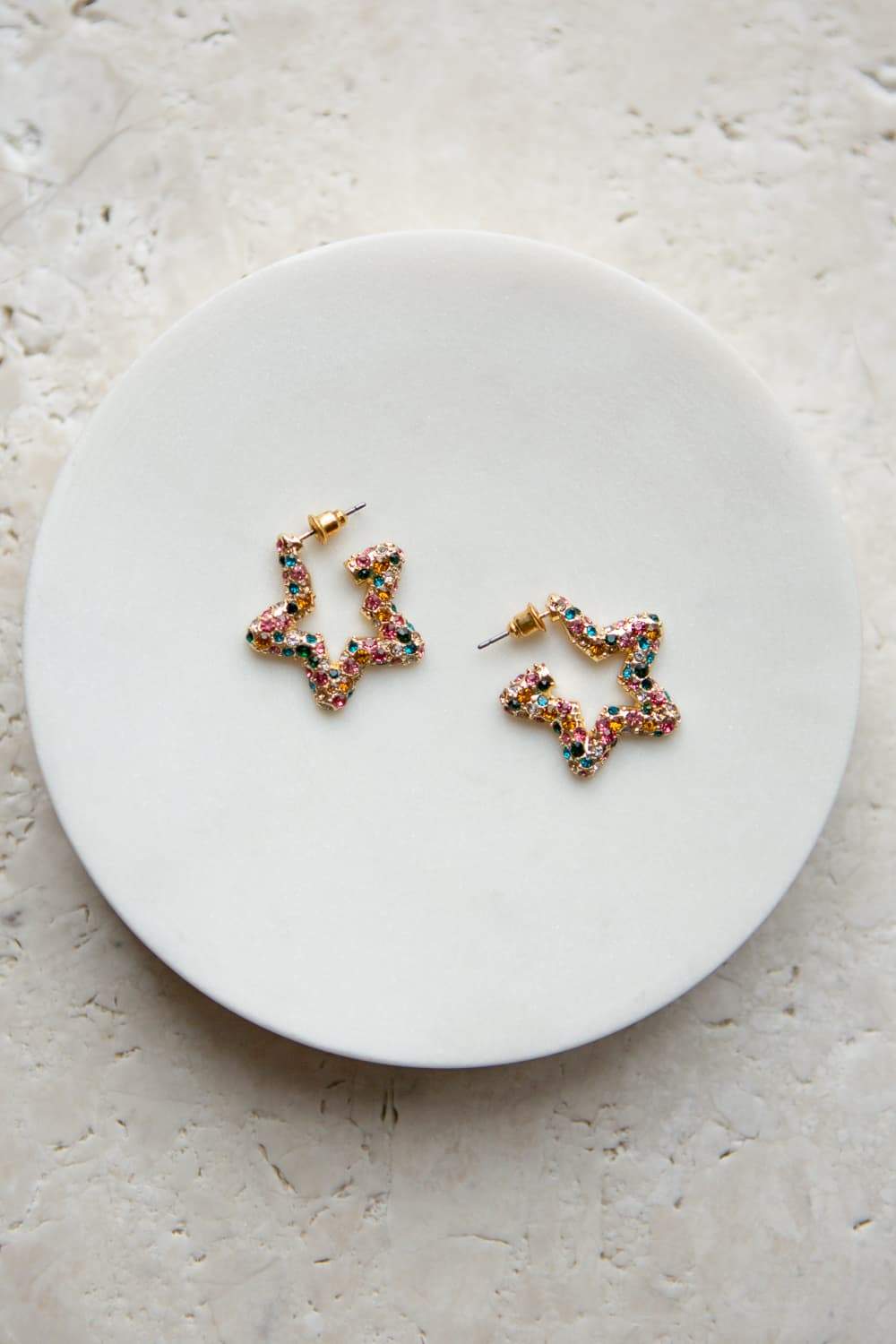 Rainbow Crystal Star Hoop Earrings - Wynter Bloom