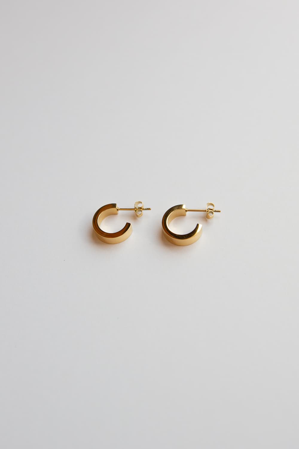 Small Gold Flat Wide Huggie Hoop