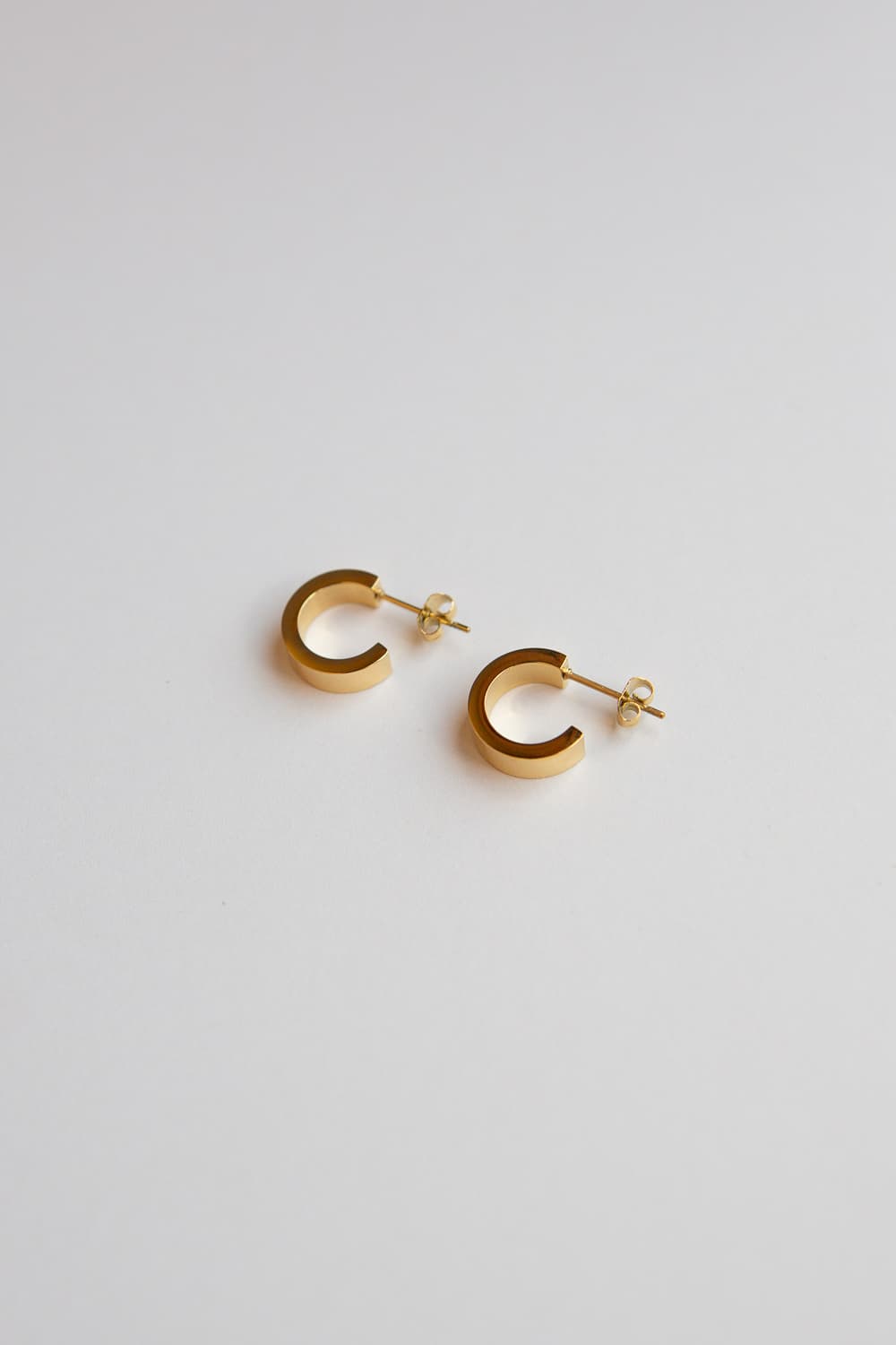 Small Gold Flat Wide Huggie Hoop