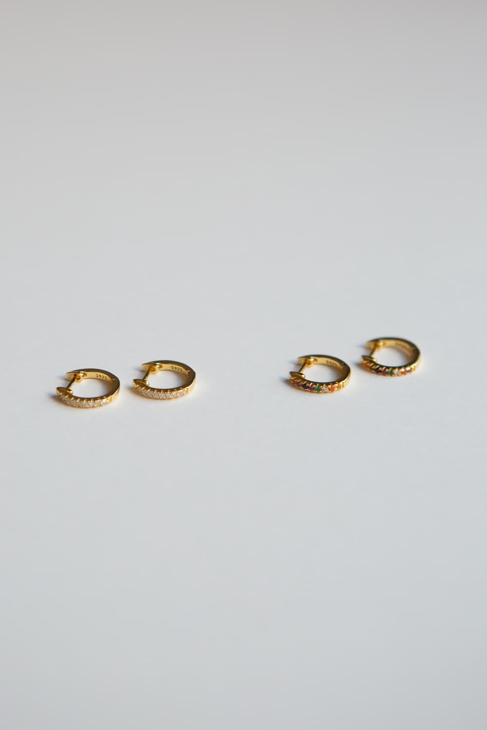 Gold CZ Pavé 925 Sterling Silver Huggie Hoop