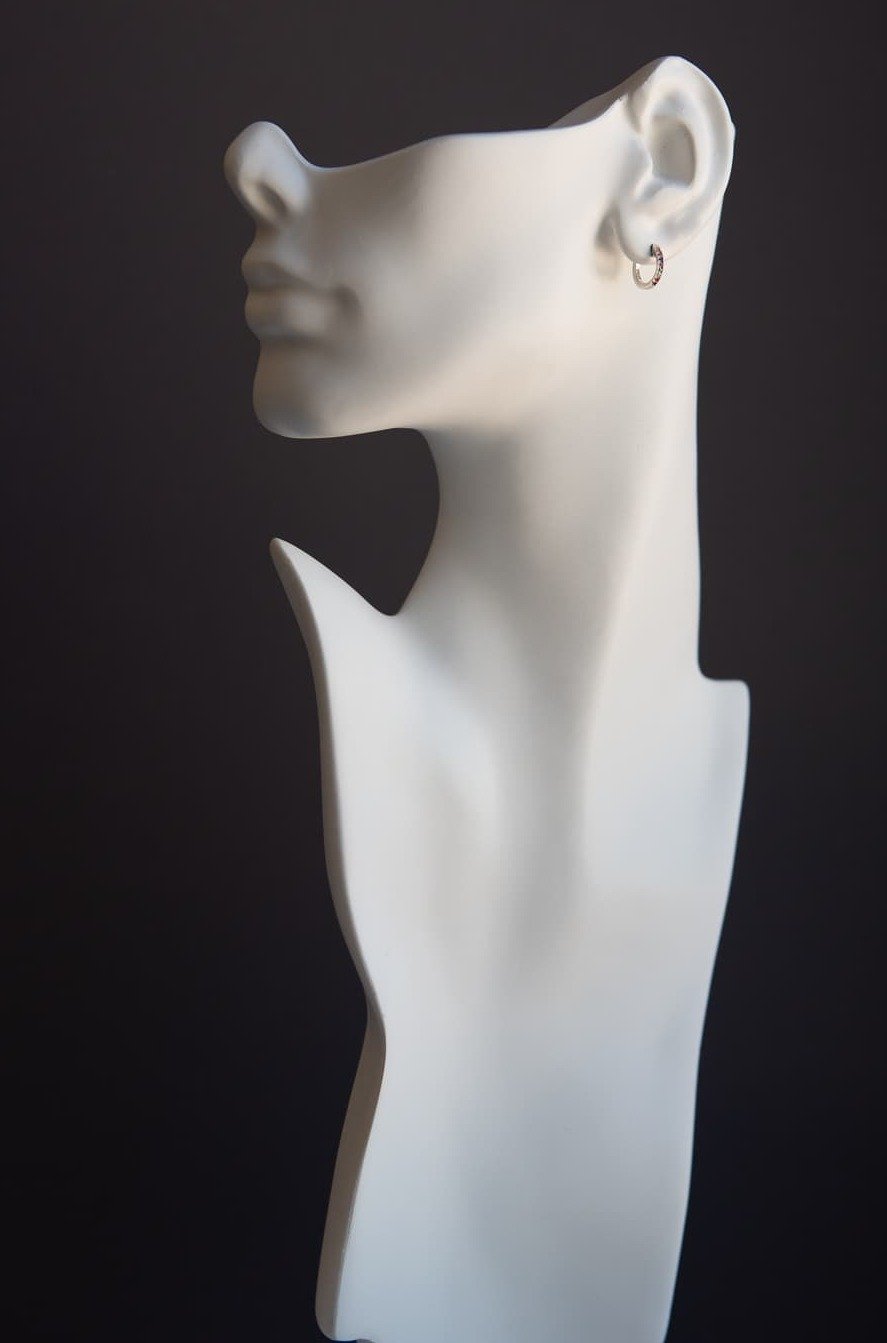 925 Sterling Silver Rainbow CZ Pavé Huggie Hoop