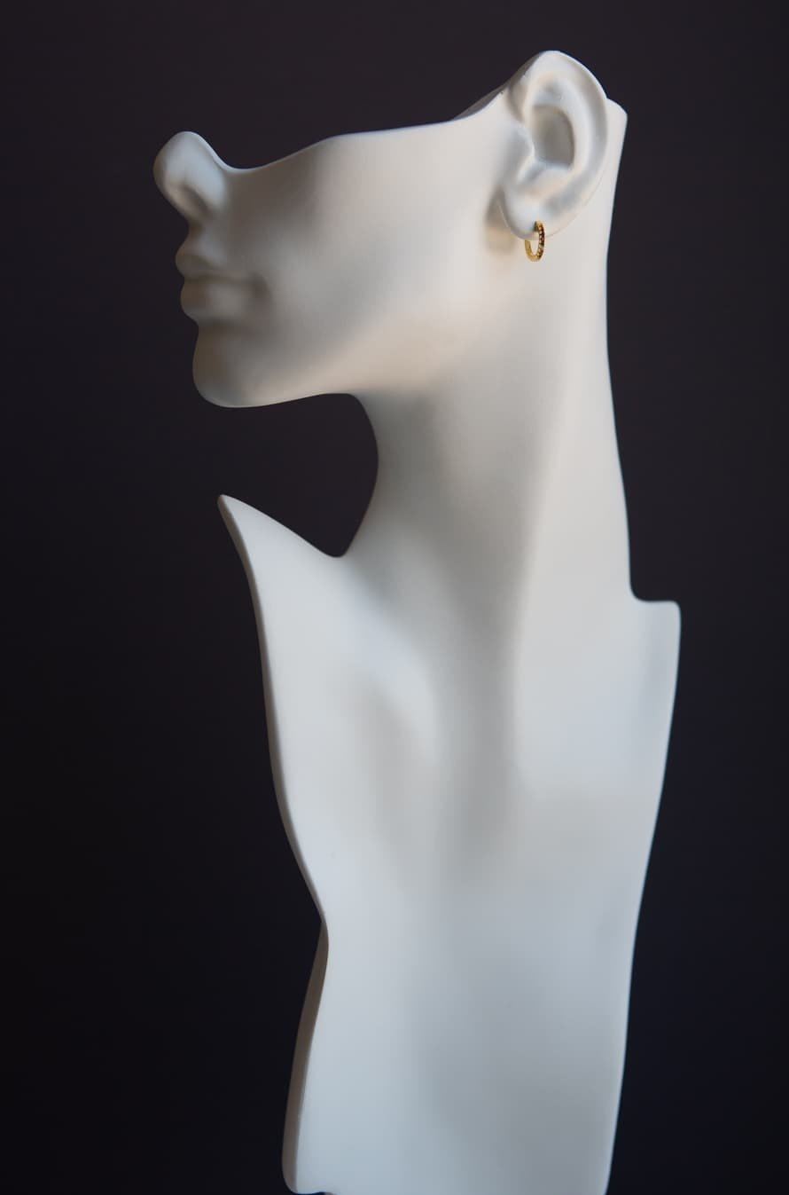 Gold Rainbow CZ Pavé 925 Sterling Silver Huggie Hoop