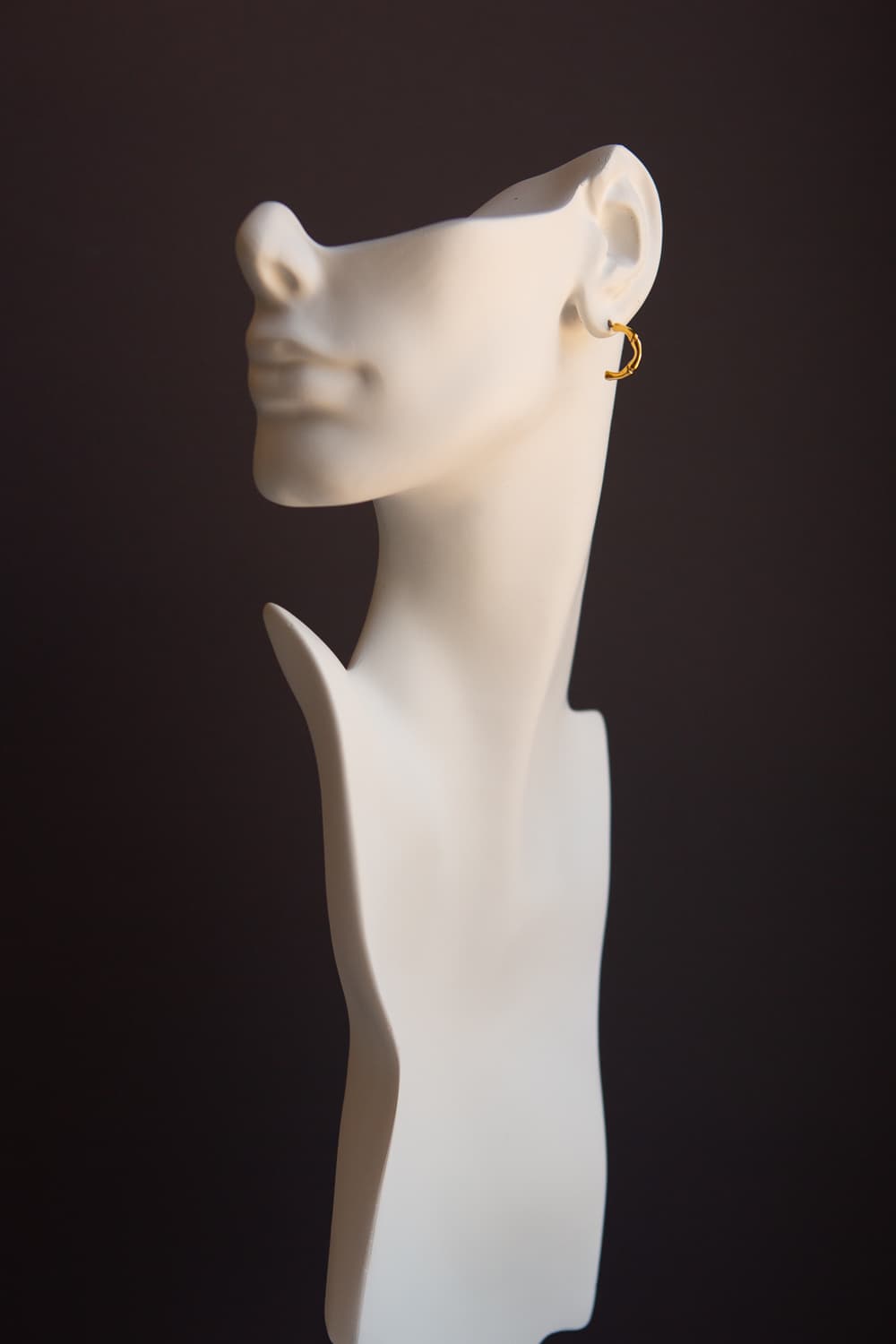 Tiny Gold Bamboo Half Hoop Earrings