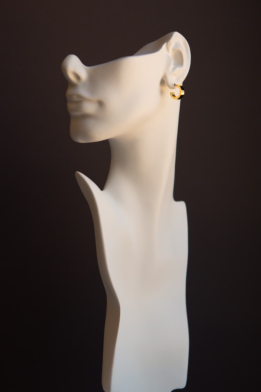 Small Gold Flat Wide Huggie Hoop