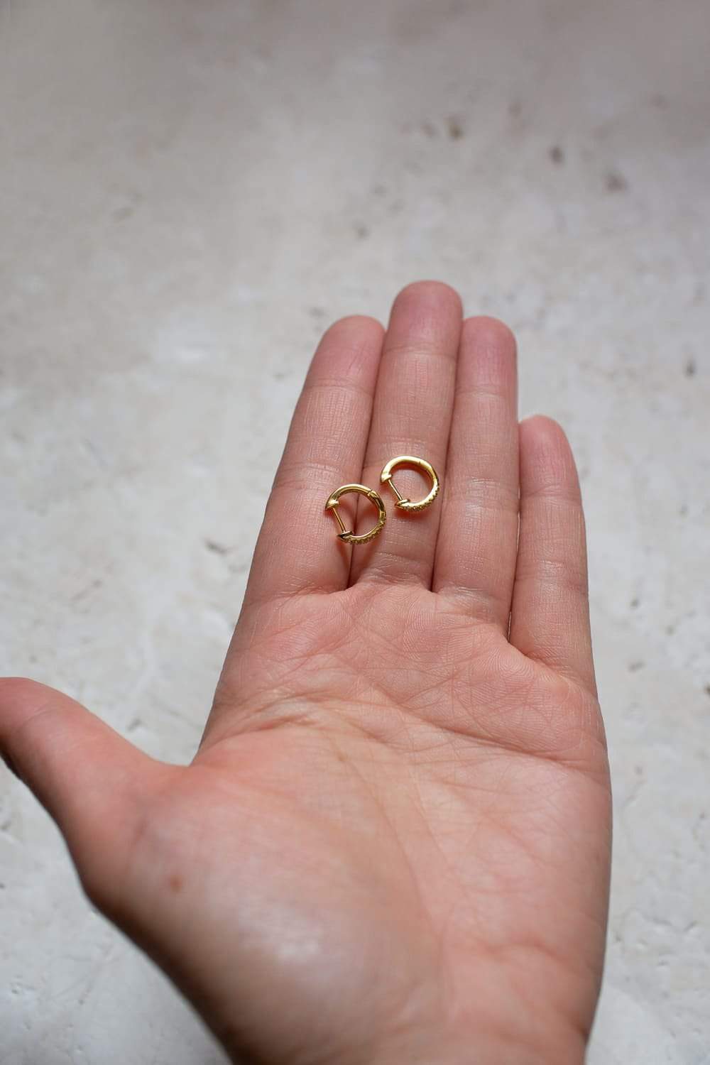 Gold CZ Pavé 925 Sterling Silver Huggie Hoop