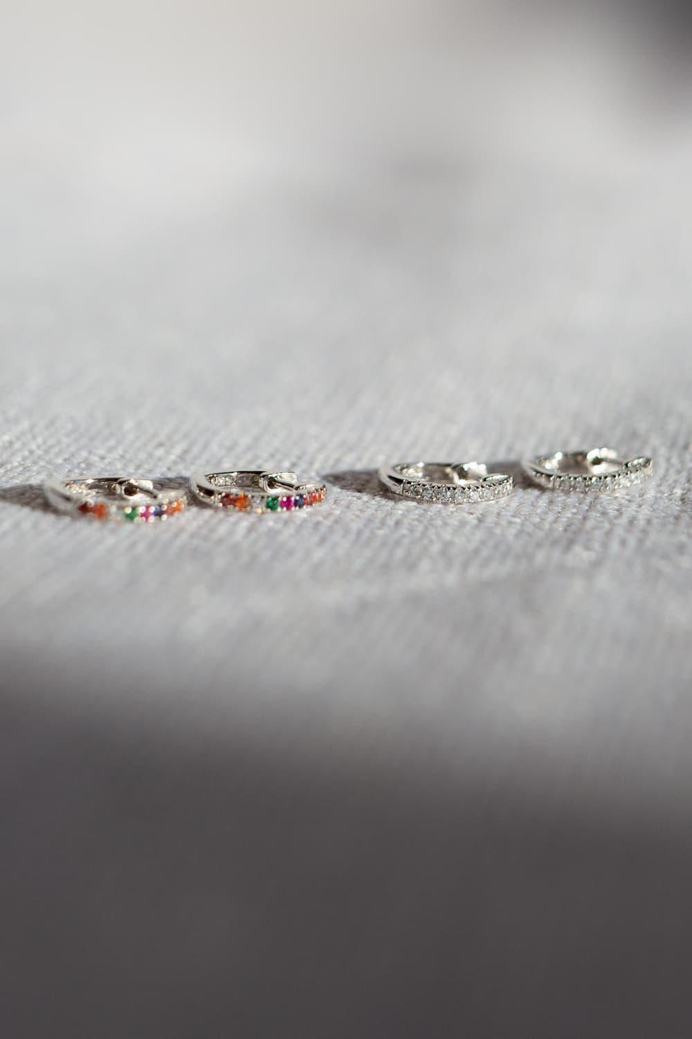 925 Sterling Silver CZ Pavé Huggie Hoop