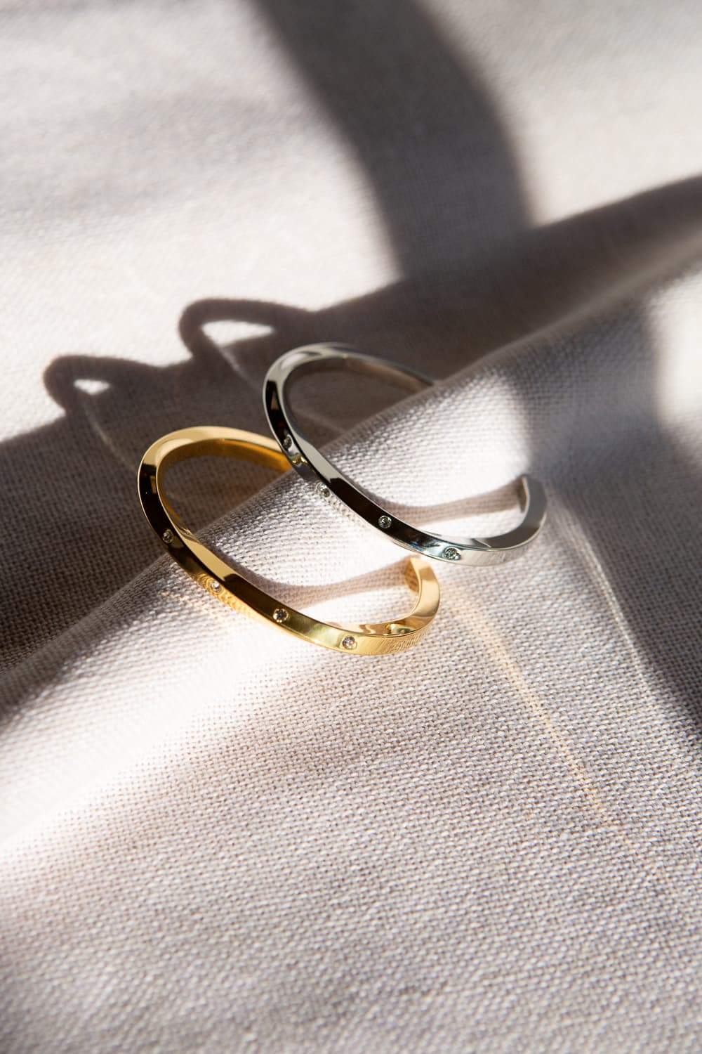 Thick Silver CZ Twist Cuff Bracelet