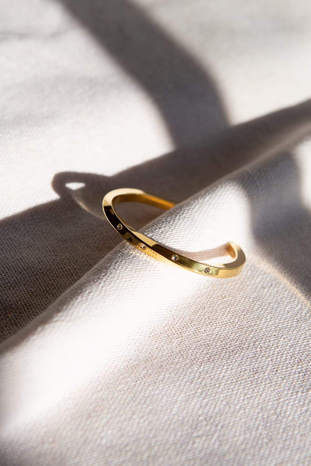 Thick Gold CZ Twist Cuff Bracelet