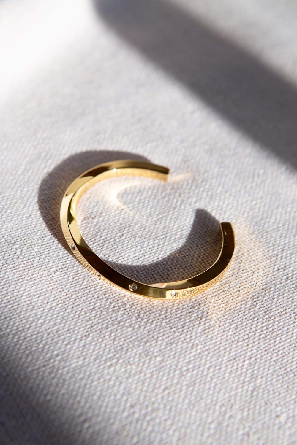 Thick Gold CZ Twist Cuff Bracelet