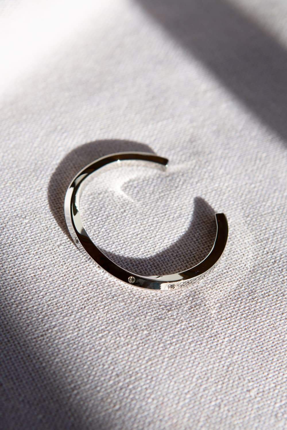 Thick Silver CZ Twist Cuff Bracelet