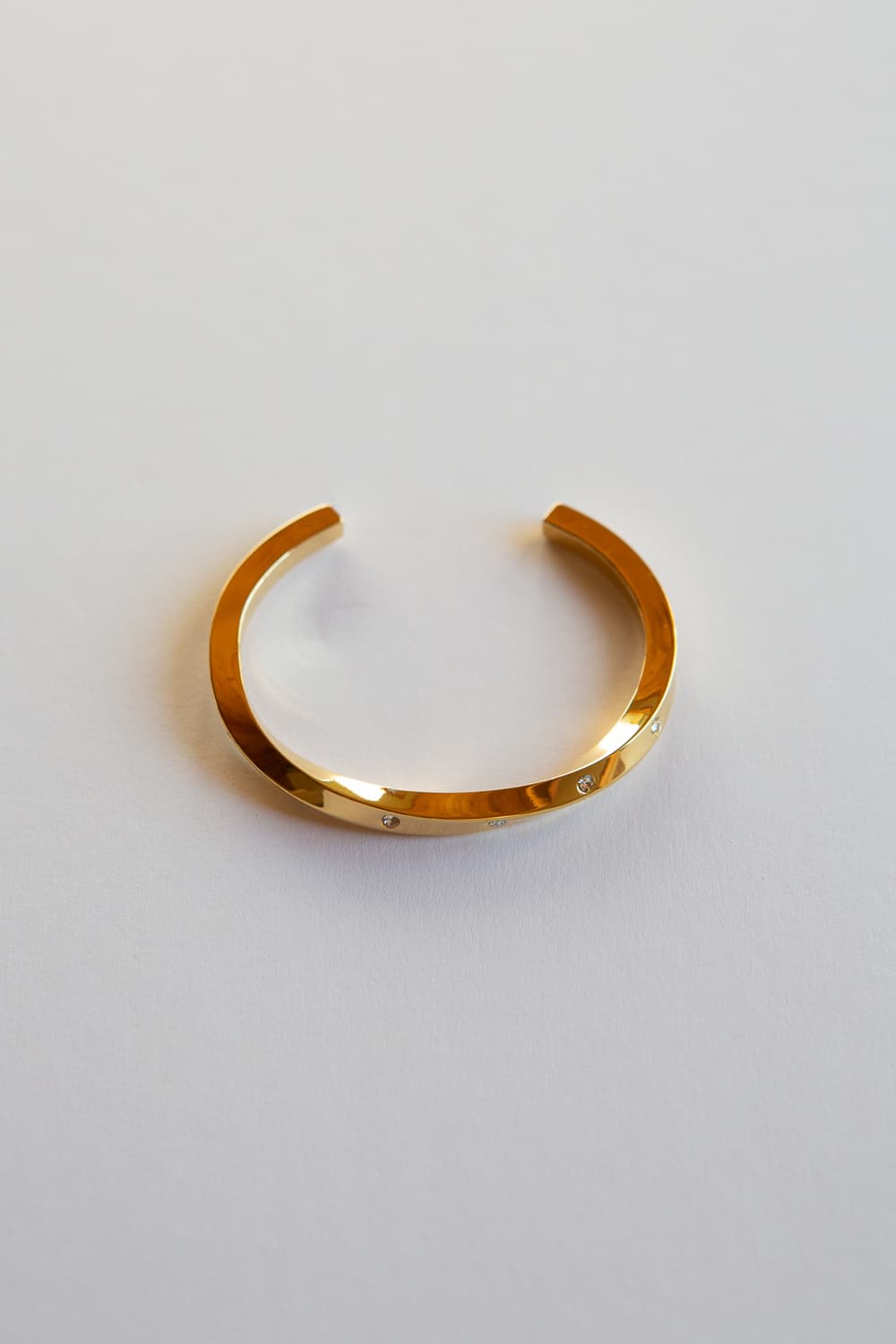 Thick Gold CZ Twist Cuff Bracelet