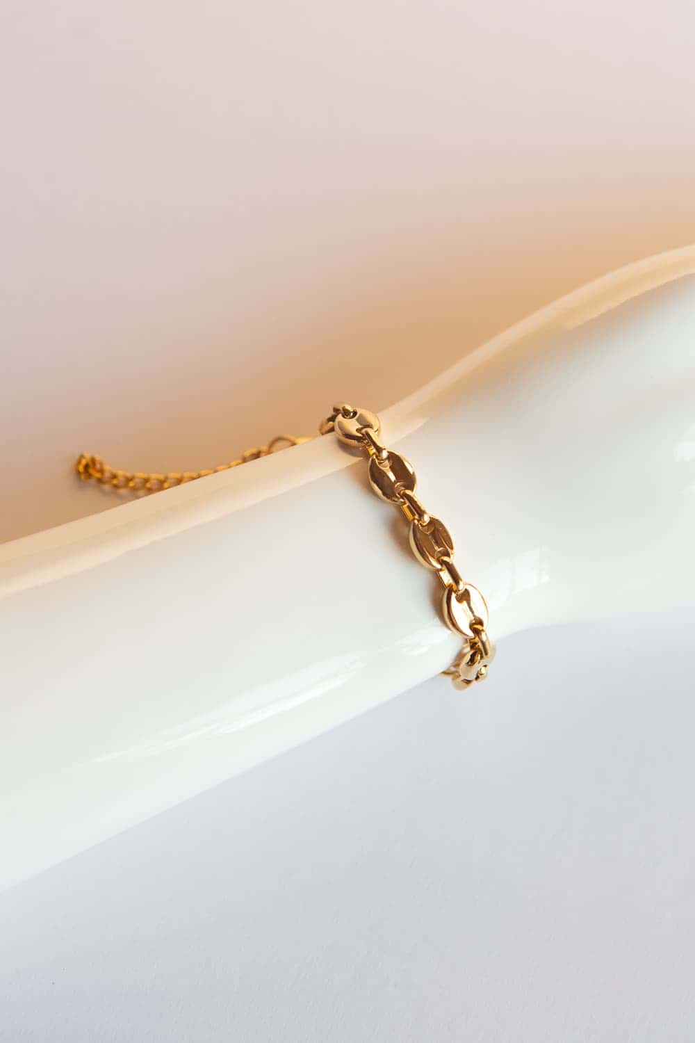 8mm Gold Puff Chain Bracelet