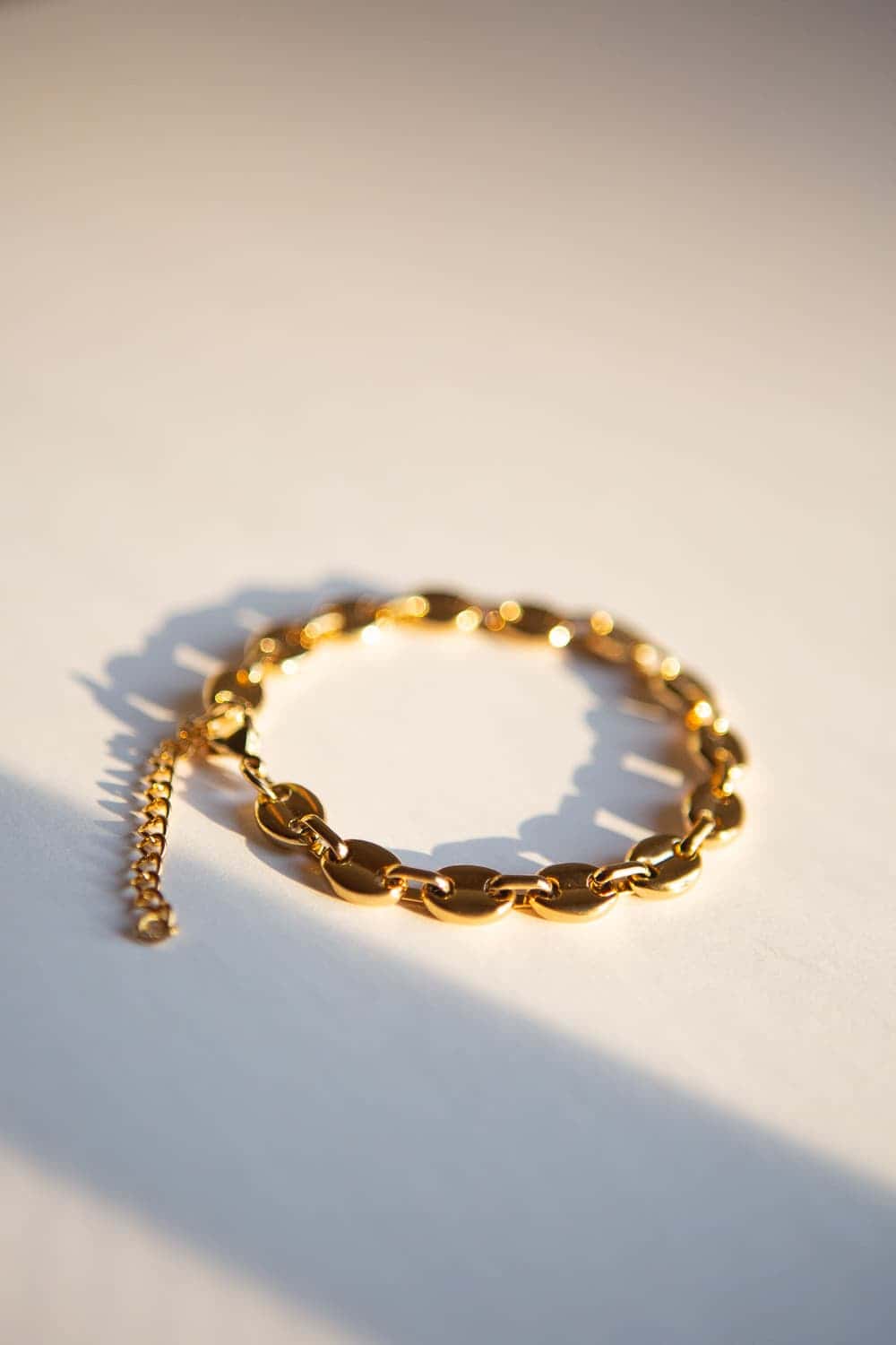 8mm Gold Puff Chain Bracelet