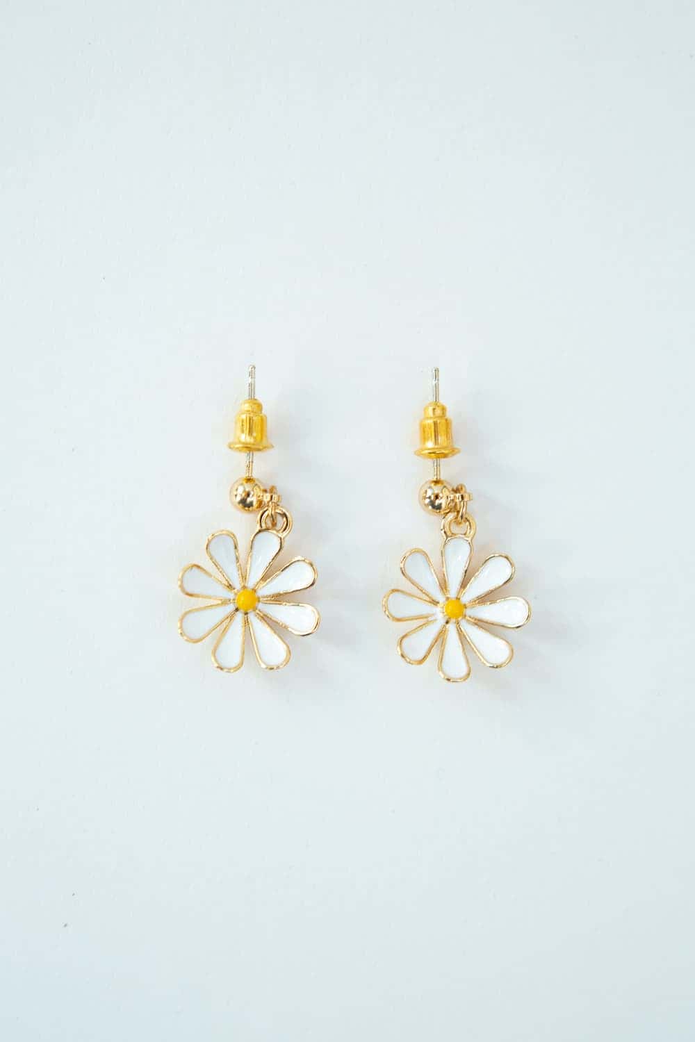 Enamel Daisy Drop Earrings