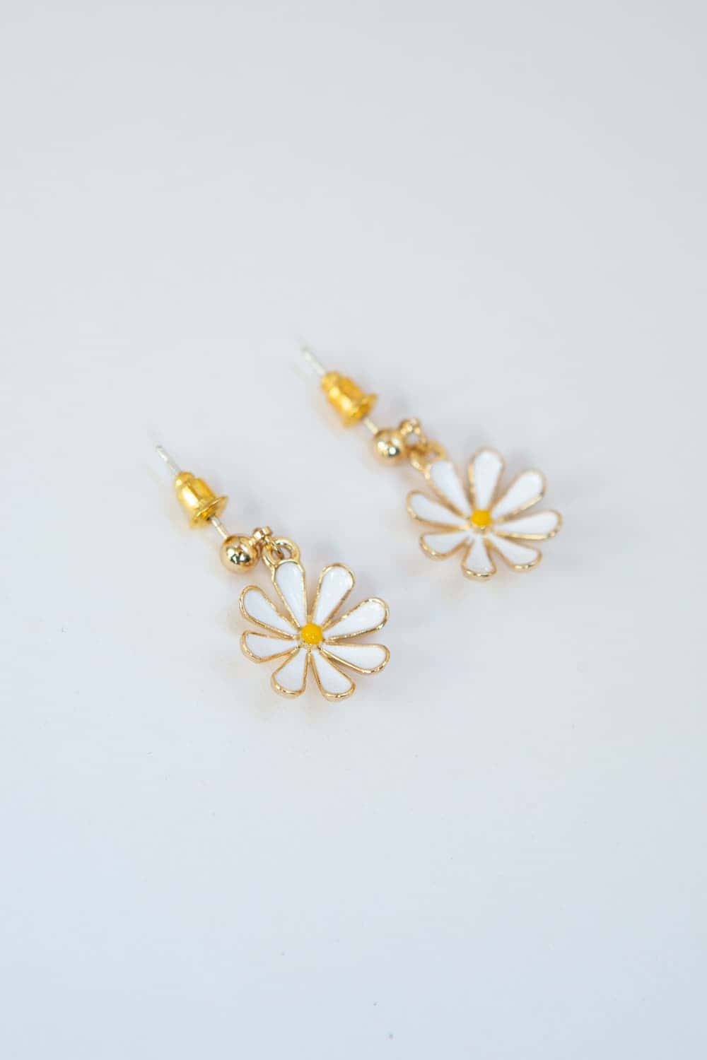 Enamel Daisy Drop Earrings