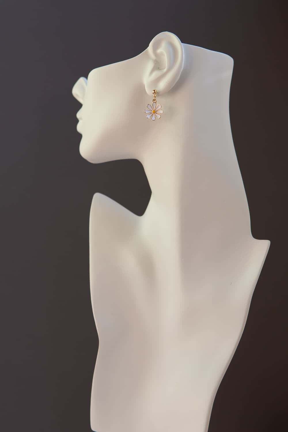 Enamel Daisy Drop Earrings