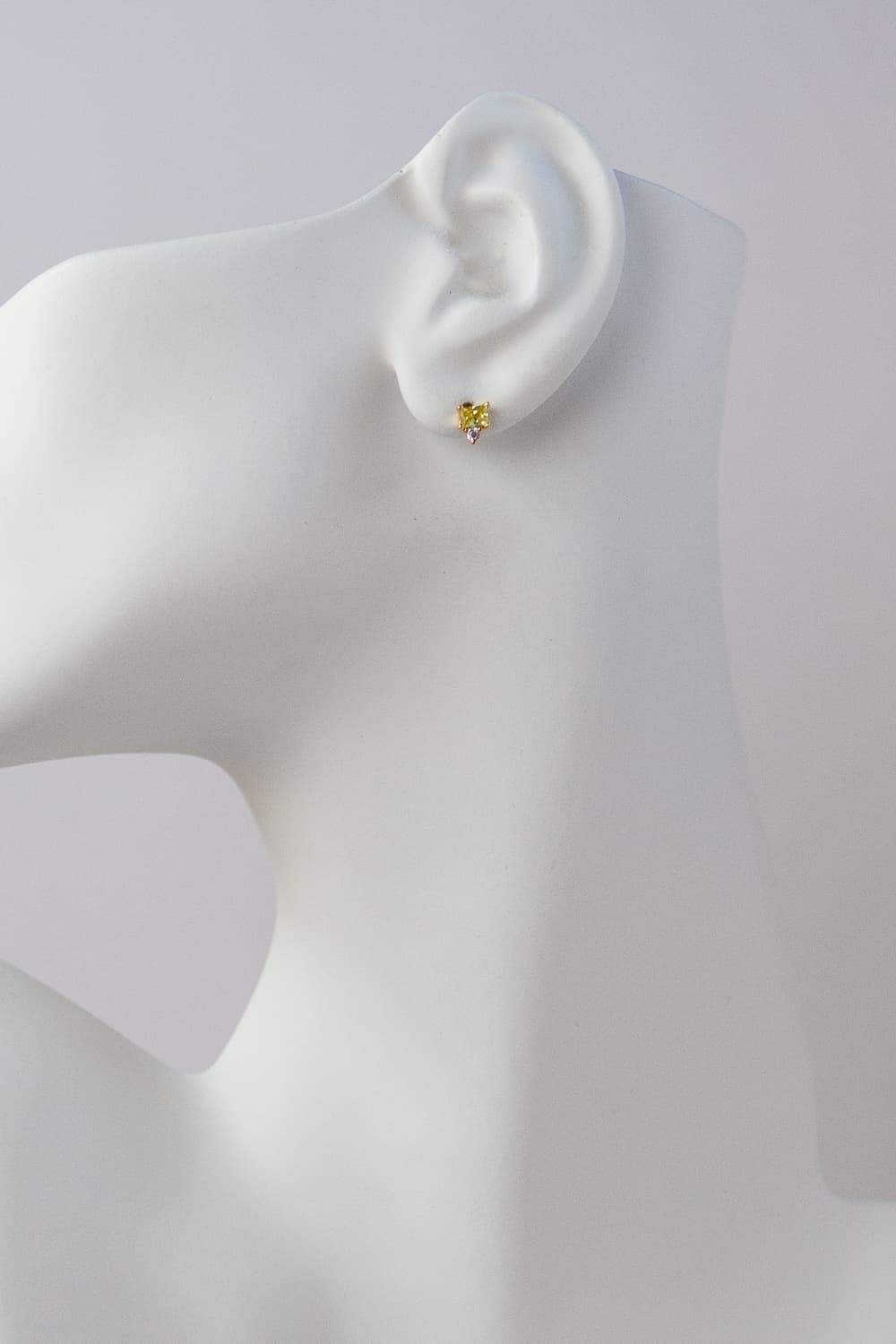 925 Sterling Silver Dainty Apple Green Baguette Diamond Stud Earrings