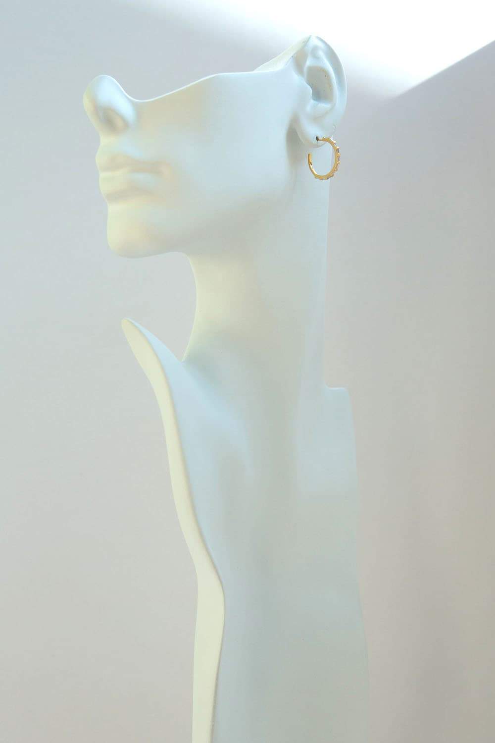 925 Sterling Silver Medium Gold CZ Baguette Pavé Hoops