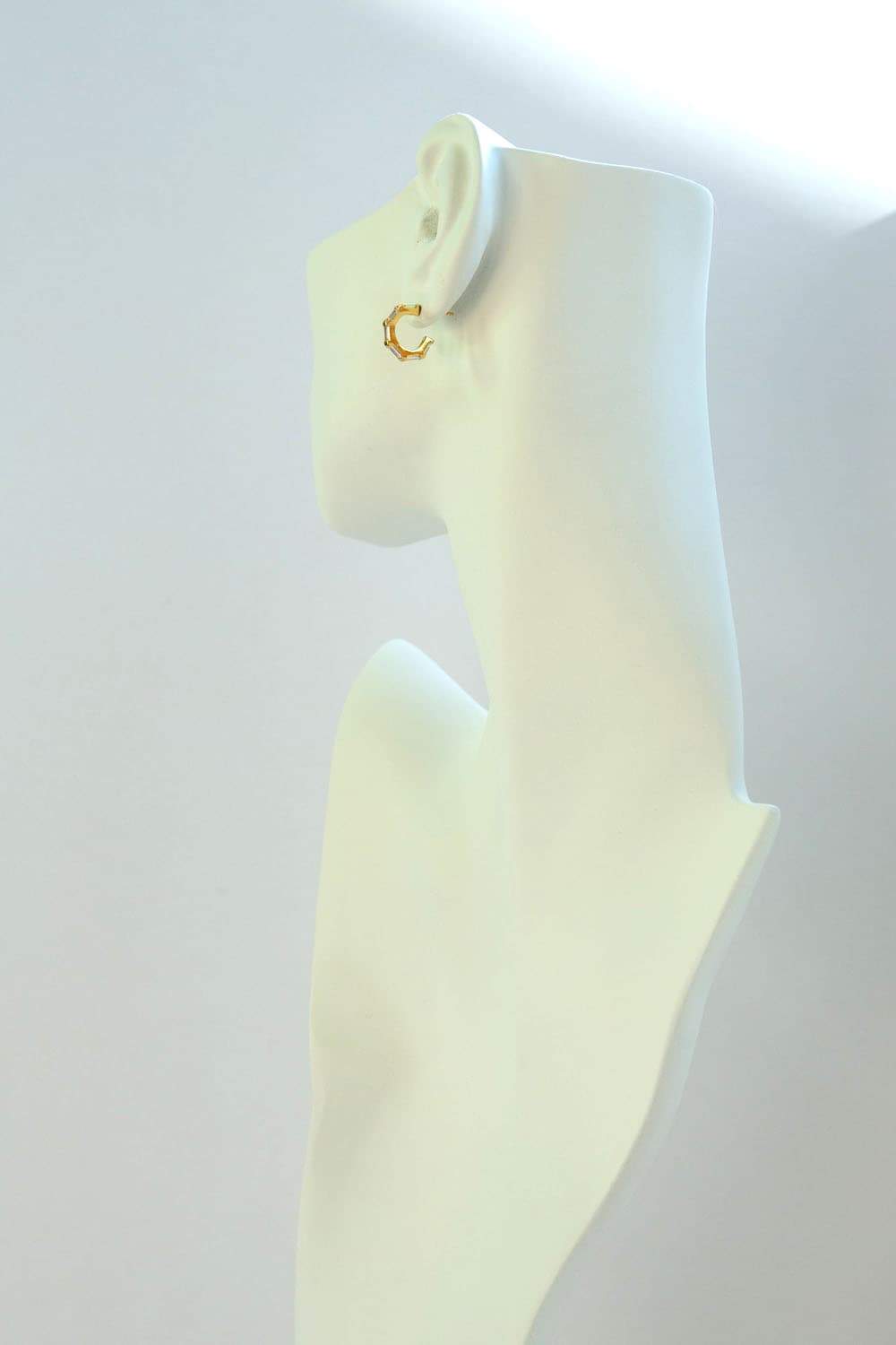 925 Sterling Silver Small Gold CZ Baguette Pavé Hoops