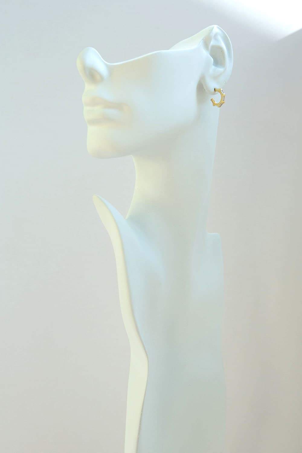 925 Sterling Silver Small Gold CZ Baguette Pavé Hoops