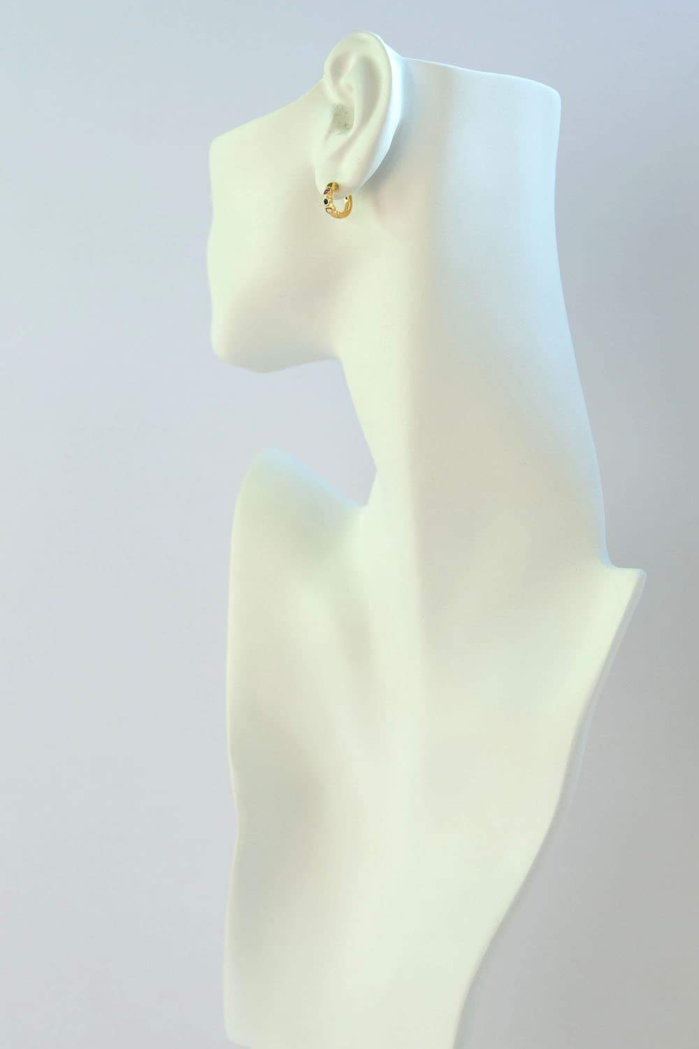 925 Sterling Silver Gold Rainbow Bezel Set Huggie Hoop