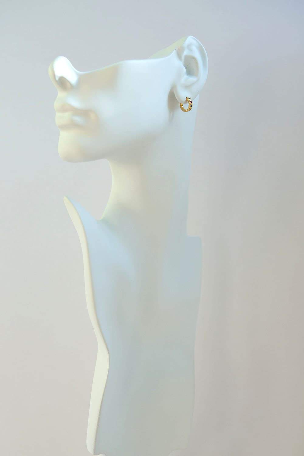 925 Sterling Silver Gold Rainbow Bezel Set Huggie Hoop