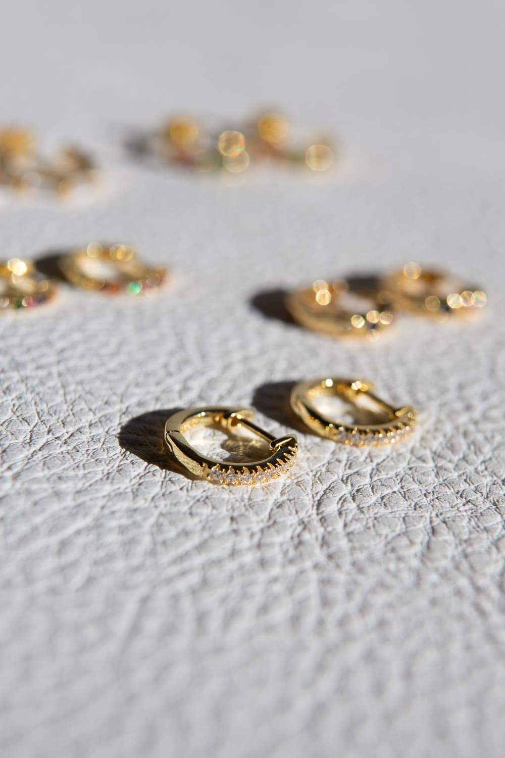 Gold CZ Pavé 925 Sterling Silver Huggie Hoop