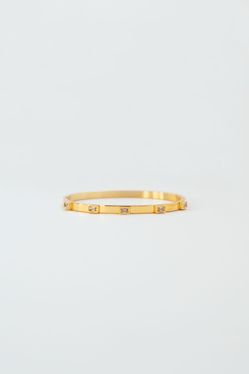 Gold CZ Bezel Set Stacking Bracelet