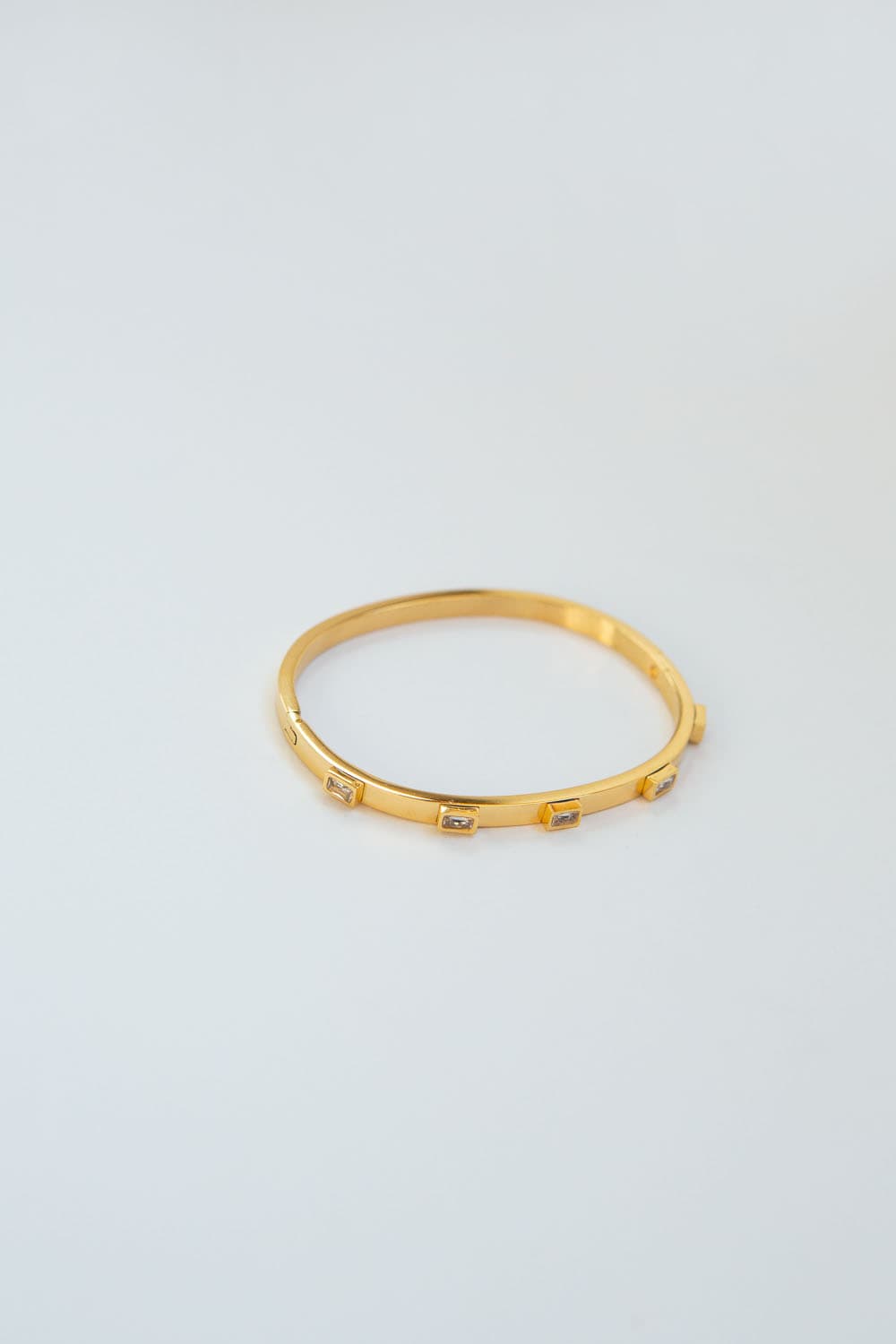 Gold CZ Bezel Set Stacking Bracelet