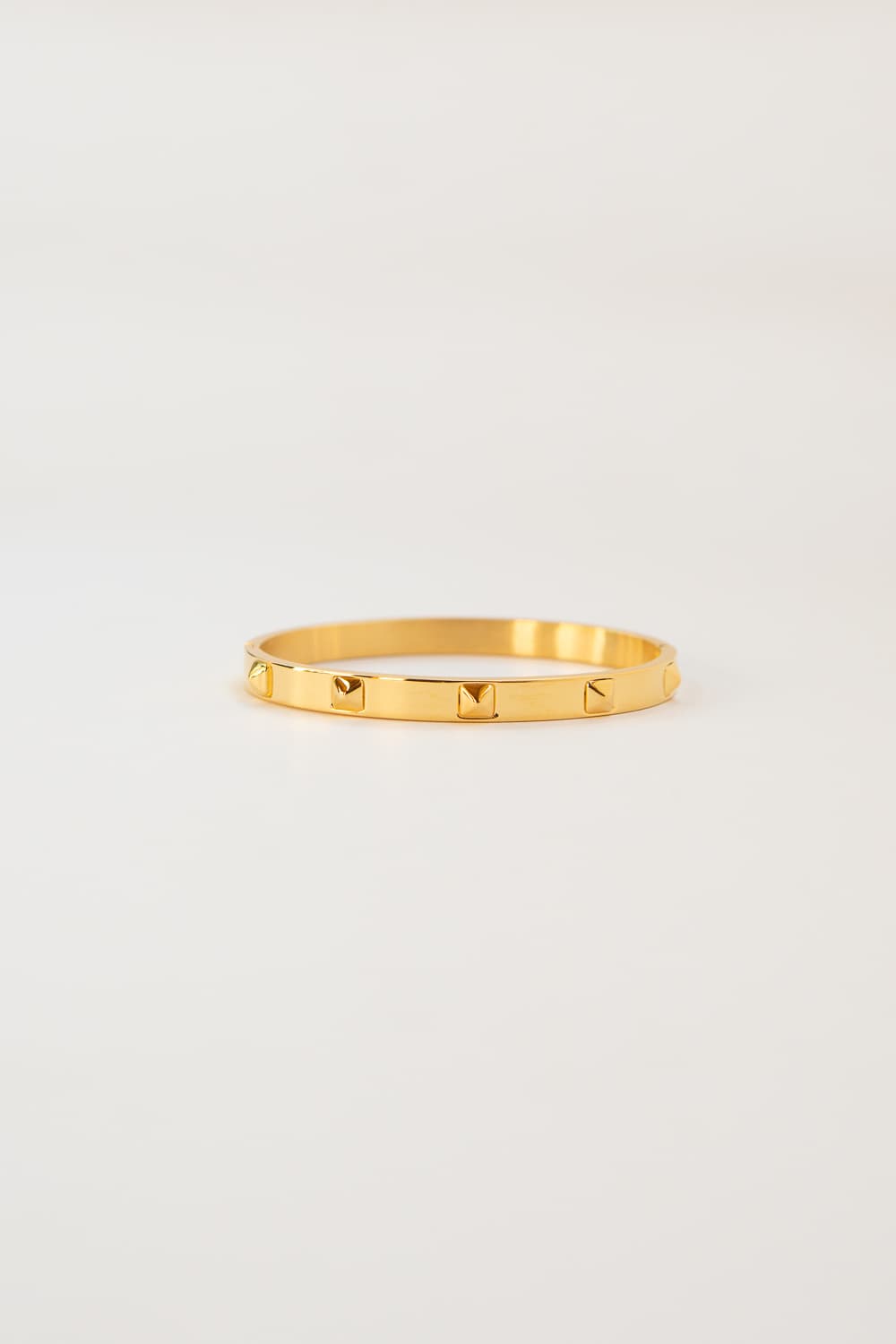 Small Gold Square Pyramid Rivet Bangle Bracelet