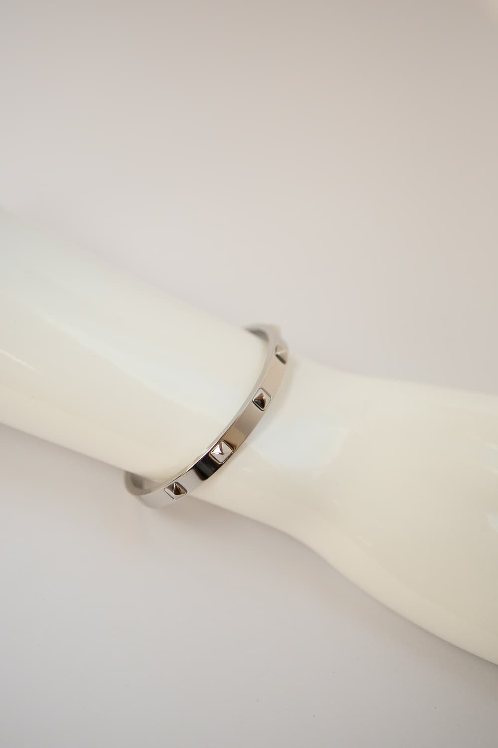 Small Silver Square Pyramid Rivet Bangle Bracelet