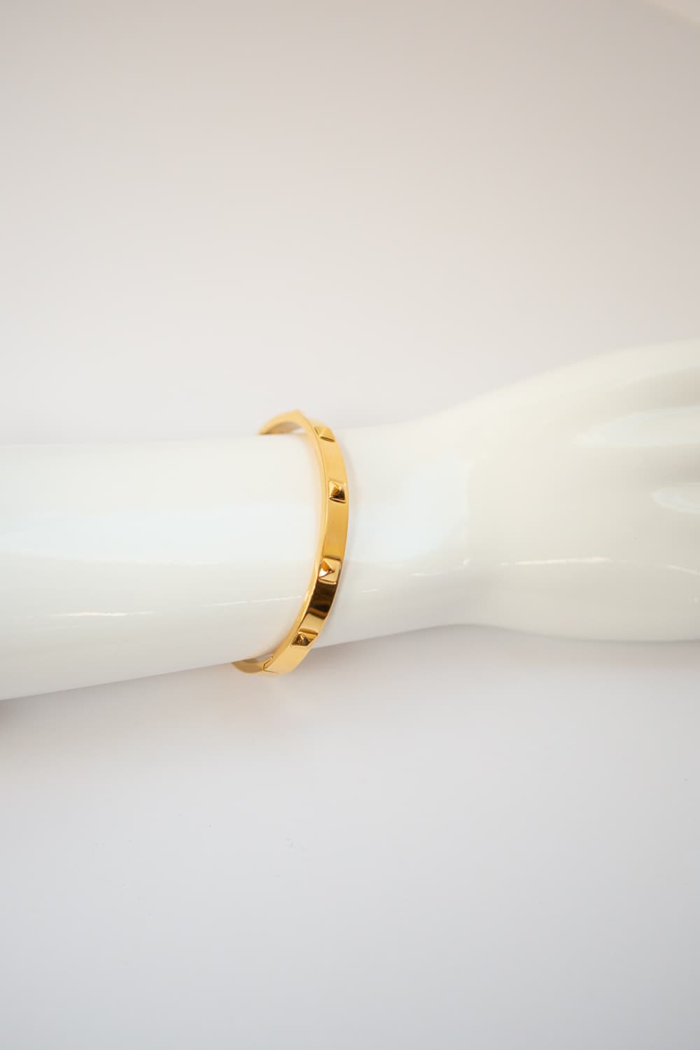 Small Gold Square Pyramid Rivet Bangle Bracelet
