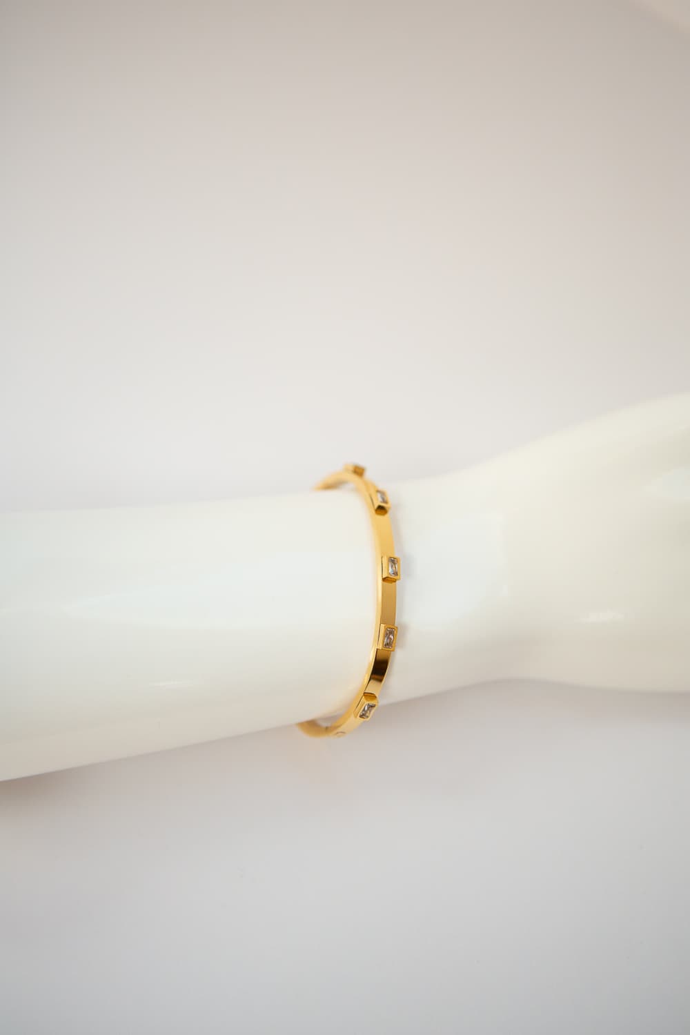 Gold CZ Bezel Set Stacking Bracelet