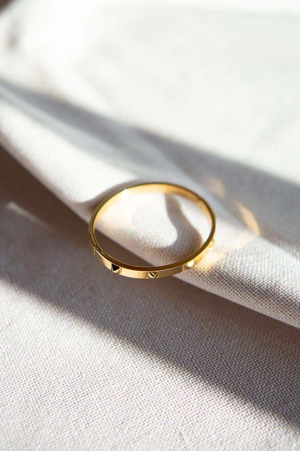 Small Gold Square Pyramid Rivet Bangle Bracelet