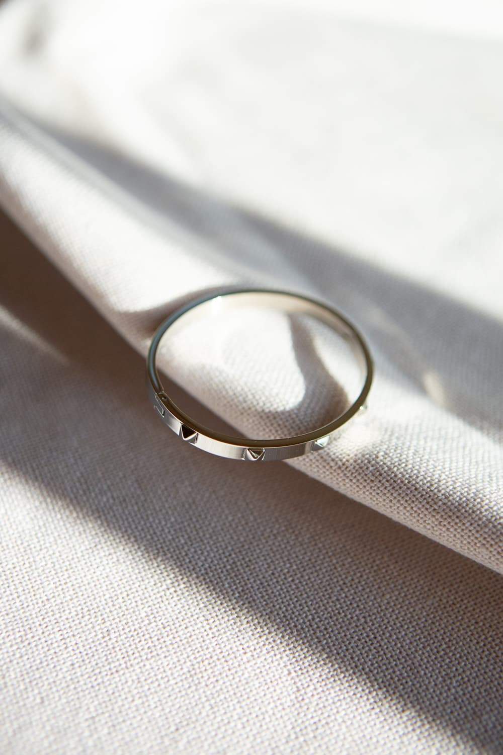 Small Silver Square Pyramid Rivet Bangle Bracelet