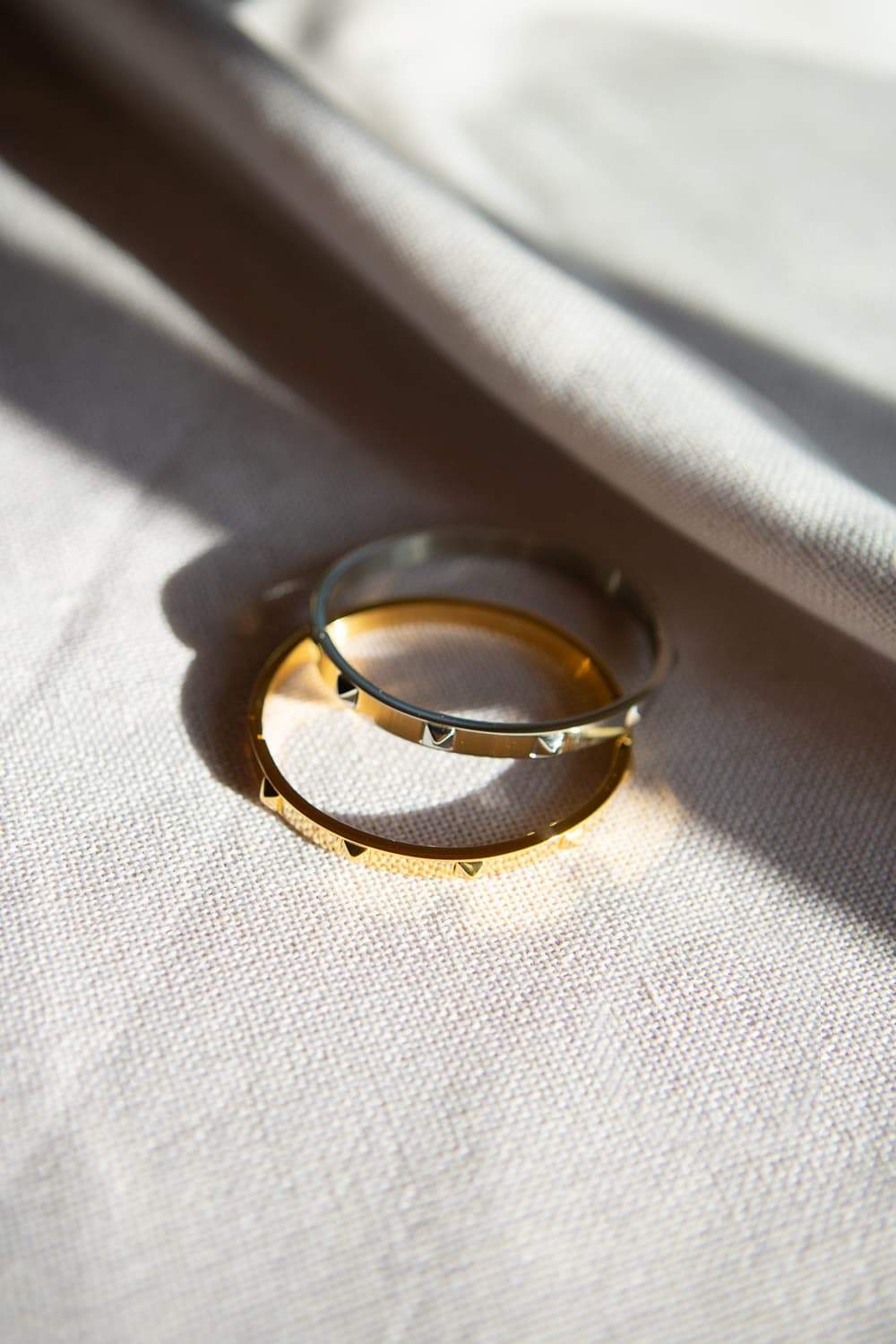 Small Silver Square Pyramid Rivet Bangle Bracelet