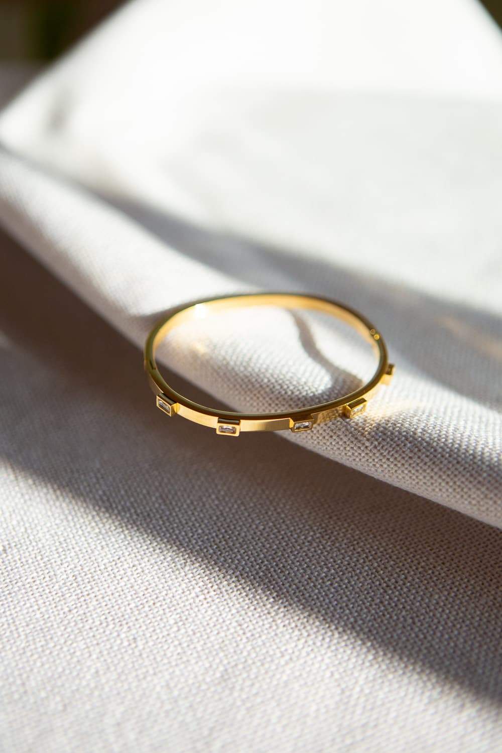 Gold CZ Bezel Set Stacking Bracelet