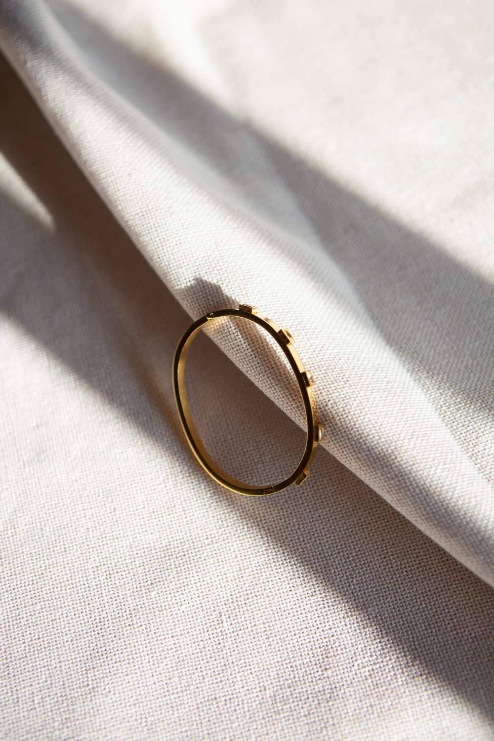 Gold CZ Bezel Set Stacking Bracelet