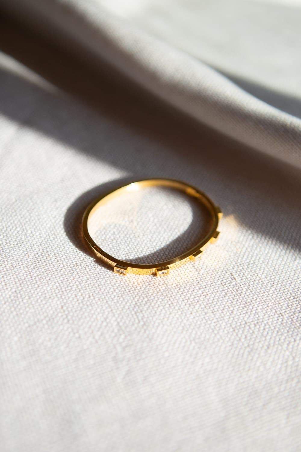 Gold CZ Bezel Set Stacking Bracelet