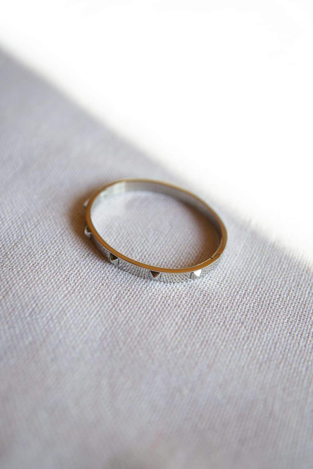 Small Silver Square Pyramid Rivet Bangle Bracelet