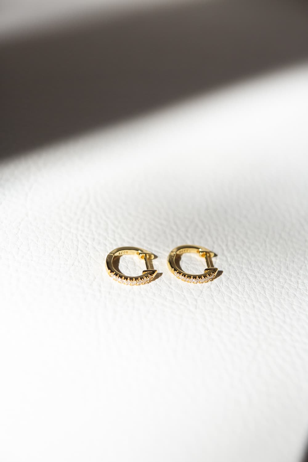 Gold CZ Pavé 925 Sterling Silver Huggie Hoop